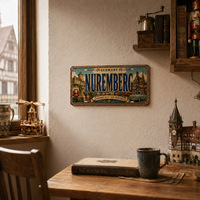 Letrero Metálico Vintage de Alemania, Núremberg, Estilo Rústico y Divertido, Decoración de Pared para Tienda de Regalos o Casa de Huéspedes