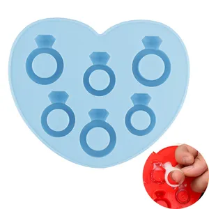 Lohas OEM Tình Yêu Kim Cương Nhẫn Ice Cube Tray Silicone DIY Jelly Khuôn Sô Cô La Khuôn Cool Bar Đảng Tiện Ích