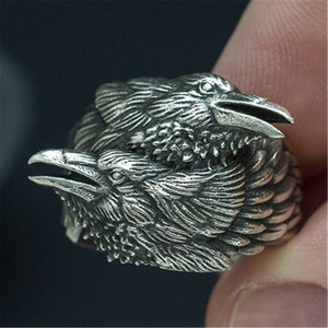 Anillo Vintage para Hombre con Piedras Preciosas, Diseño <span class=keywords><strong>de</strong></span> Cuervos, Mitología Nórdica, Odín, Aleación, Amuleto Nórdico, Tallas 7-12 - Product Image 2