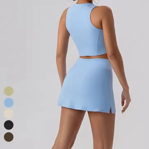 Personalizado de alta calidad de las mujeres de alta cintura en V de punto Fitness plisado entrenamiento Tenis de Mesa Golf falda fabricantes - Product Image 2