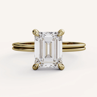 Bague de fiançailles solitaire à double rangée personnalisée en diamant de laboratoire taille émeraude 0,5-3 carats, or massif 10K/14K/18K, certifiée IGI CVD/HPHT VVS