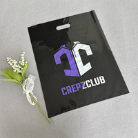 Sac en plastique à provisions au détail personnalisé professionnel sacs de marchandises noirs merci sacs découpés pour cadeau d'achat au détail de Boutique