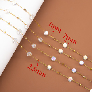 2025 nuovo all'ingrosso acciaio inossidabile 7mm piatto rotondo bianco chiaro perline placcato in <span class=keywords><strong>oro</strong></span> catena per la creazione di accessori per gioielli - Product Image 2