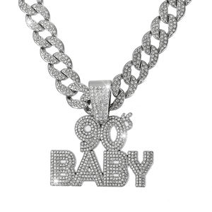 Collar <span class=keywords><strong>de</strong></span> Joyería para Hombre y Mujer, Estilo Hip Hop, con Diamantes <span class=keywords><strong>de</strong></span> Imitación Brillantes, Cadena Cubana Chapada en Oro, Colgante con Letra BABY <span class=keywords><strong>de</strong></span> <span class=keywords><strong>los</strong></span> <span class=keywords><strong>90</strong></span> - Product Image 4