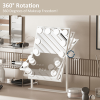 Grand Miroir Cosmétique de Bureau Carré avec Lumière LED, Gradation Infinie, Simple Face, Idéal pour Maquilleurs Professionnels - Sortie d'Usine