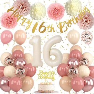 Decoraciones de <span class=keywords><strong>Cumpleaños</strong></span> Número 30 <span class=keywords><strong>para</strong></span> <span class=keywords><strong>Mujer</strong></span>, Globos de Látex Rosa Pálido Retro, Pancarta de Feliz <span class=keywords><strong>Cumpleaños</strong></span> Número 30, Decoración <span class=keywords><strong>para</strong></span> Pastel y Fiesta - Product Image 4
