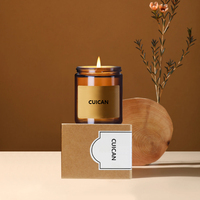 4oz 8oz 250g 500g Frasco de vela de vidrio grande de lujo de ámbar transparente de cara recta vacío con tapas para embalaje de velas de vidrio