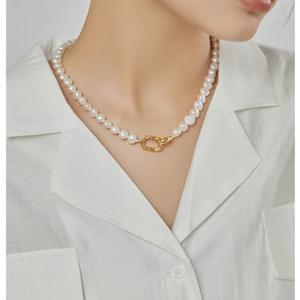 Collier de perles d'eau douce naturelles de style baroque rétro français Wenchi pour jeunes femmes élégantes, chaîne de pull à capuche de luxe léger - Product Image 4