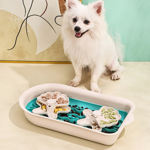 Jouet éducatif rotatif pour chien, double gamelle à alimentation lente, amovible et lavable, avec rebord haut anti-renversement et - Product Image 1