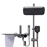 Mitigeur de douche mural en laiton chromé poli et doré avec barre coulissante et jet pluie – Excellent rapport qualité-prix