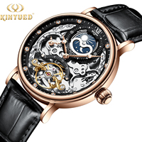 KINYUED J055 Montre mécanique automatique squelette tourbillon de luxe en or rose pour homme, étanche, Reloj Hombre