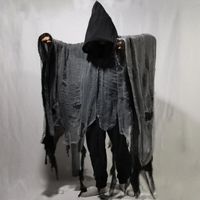 Halloween Grim Reaper Costume Hommes Effrayant Scythe Outfit Festival Mort Cosplay Dress Up Evil Spirit Stage Performance Horror Cape