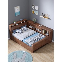 Lit simple en bois massif pour enfants, lit de rangement pour petit appartement, lit bibliothèque pour garçons et filles étudiants