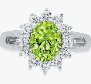 Solitario taglio ovale accento Halo genuino impeccabile naturale verde peridoto gemma fidanzamento promessa anniversario anello da sposa - Product Image 1