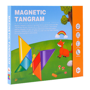 Puzzle Tangram magnétique 7 pièces avec 30 cartes, jouet éducatif pour enfants de 3 ans et plus, jeu d'apprentissage de la géométrie - Product Image 1