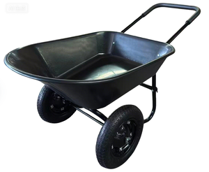 Brouette en plastique polyéthylène de 65 L avec cadre séparé à 2 roues, emballée dans une boîte pour une utilisation en jardin, en cour et en construction, provenant d'un fabricant OEM - Product Image 2