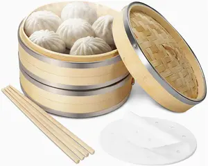 Where To Buy Bamboo Steamer Seagrass Kitchen 2 Tier Round Cypress Wood Gourmet Styles 3 Thie Pot Multi-Layer Oil-Proof Paper Bun