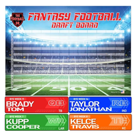 Kit de tableau de draft de football fantastique 2025 pour 12 équipes, 20 tours, 512 étiquettes autocollantes de joueurs, grande taille