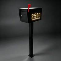 Boîte aux lettres solaire LED personnalisée en métal, grande capacité, avec serrure, montage au sol, numéros d'adresse lumineux