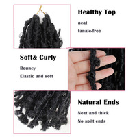 Perruque de cheveux synthétiques pour femmes, style européen-américain, 14 pouces, longueur moyenne, bouclée en forme de papillon, tressée au crochet, style sexy