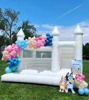 Château gonflable Commercial pour enfants, maison gonflable avec glissière, château gonflable de mariage blanc avec fosse à balles à vendre