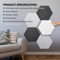 Paneles Acústicos de Fieltro Hexagonal de Alta Densidad, Revestimiento de Pared Absorbente de Sonido, Decoración Interior, Instalación Autoadhesiva