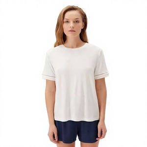 <b>Women</b>’s <b>2</b> <b>Piece</b> Twin Set Short Sleeve Top and Drawstring Shorts Casual Matching <b>Outfit</b> Custom OEM ODM Wholesale Manufacturer - Product Image 5