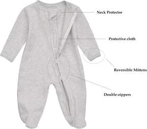 Pijama de Punto de Algodón para Bebé, Ropa Infantil con Puños de <span class=keywords><strong>Manoplas</strong></span>, Doble Cremallera, para <span class=keywords><strong>Dormir</strong></span>, para Otoño/Invierno - Product Image 2