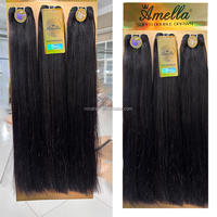 Lot de Cheveux avec Closure, Vente en Gros, Cheveux Humains Brésiliens Remy Bruts non Traités, Super Double Drawn, Très Raides, Paquets d'Extensions de Cheveux