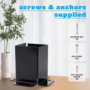 पोस्ट एंकर बेस हेवी ड्यूटी पाउडर कोटेड पोस्ट सपोर्ट ब्रैकेट, मोटी लकड़ी की बाड़ पोस्ट डेकिंग, मेलबॉक्स माउंट और आँगन कवर - Product Image 3