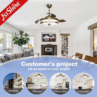 Ventilateur de plafond rétractable 1stshine de 42 pouces de qualité commerciale, personnalisable OEM/ODM, à économie d'énergie, innovant, avec lumière LED