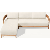Mobilier de jardin de luxe en bois de teck chaise longue à bras gauche avec ottoman ensemble canapé sectionnel