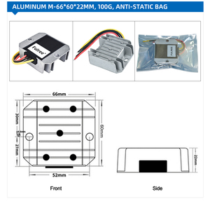 Convertidor reductor de voltaje automotriz OEM impermeable de 48V CC a 12V 5A CC, regulador de voltaje tipo Buck, conector de arnés de cableado automático - Product Image 4
