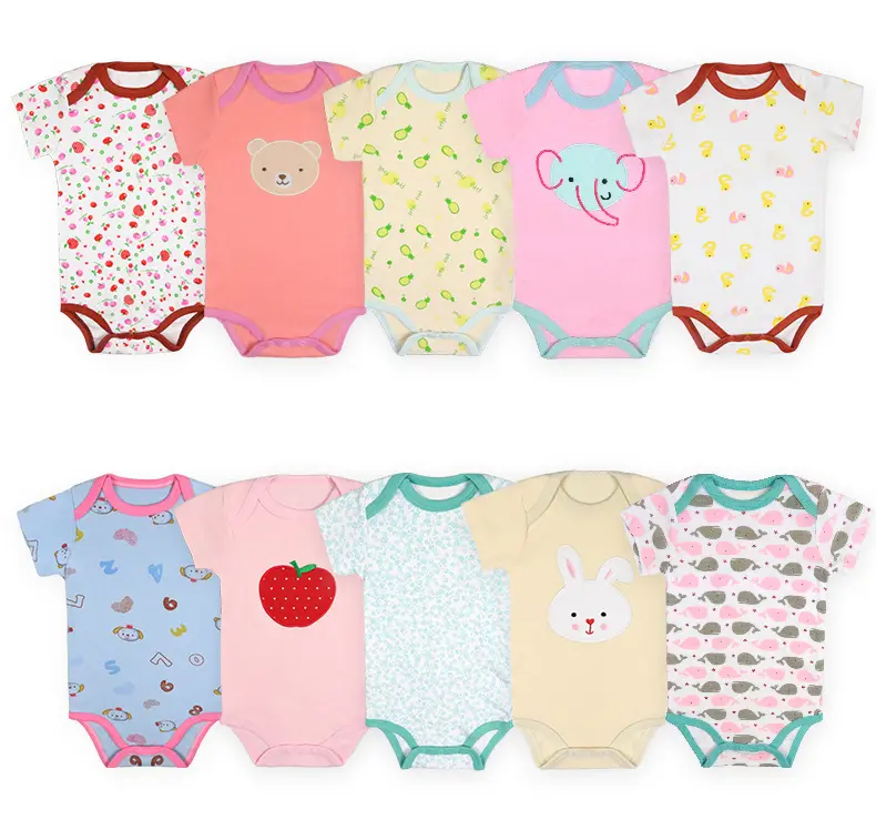 Newborn baby clothes summer baby boys and girls short sleeve romper 5 pieces set