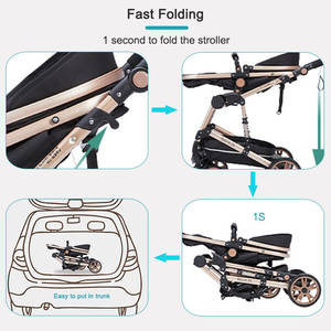 JXB High Landscape Luxury Pushchair Compact Baby Travel Buggy Foldable Children Stroller 3 in 1 Lightweight <strong>Prams</strong> and Pushchairs - Product Image 5