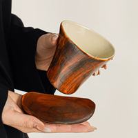 Ensemble tasse et soucoupe en céramique de style rétro nostalgique - Inspiré des designers - Coffret cadeau élégant et raffiné pour mariages et anniversaires
