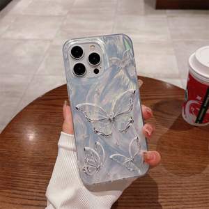 เคสโทรศัพท์กันกระแทกแบบแข็งลายขนนกผีเสื้อสีเงินเลเซอร์แฟชั่นสำหรับ iPhone 16 14 13 12 17 PRO MAX 14 15 PLUS - Product Image 3