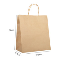 Sacs en papier kraft brun biodégradables et recyclables avec logo personnalisé imprimé, pour la vente à emporter, les restaurants, le café, avec poignée