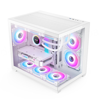 Wide Cube Steel Computer Cabinet Gaming Box RGB PC Parts Mid Tower MicroATX PC Case Tempered Glass Wide Body Dual USB 3.0 Ports