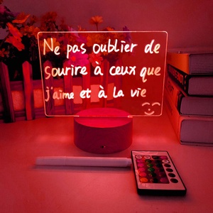 Bảng Viết Đèn <span class=keywords><strong>LED</strong></span> Acrylic Xóa Được Kèm Điều Khiển Từ Xa Đèn Bảng Tin RGB Tự Làm Chạy Bằng USB Đèn Ngủ Trẻ Em Trang Trí Nhà Cửa - Product Image 3