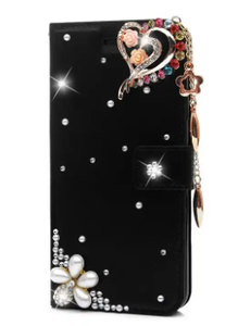 Nuova <span class=keywords><strong>Cover</strong></span> 3D Artigianale in Pelle PU Nera con Cristalli Bling Diamantati per <span class=keywords><strong>iPhone</strong></span> <span class=keywords><strong>11</strong></span> 12 13 14 15 16 17 Pro Max Plus - Product Image 6