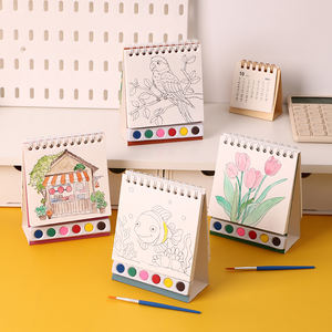 YUELU Mini cuaderno de bocetos de acuarela libro para colorear DIY Vertical acuarela dibujo viaje bolsillo acuarela pintura Kit para niños - Product Image 5