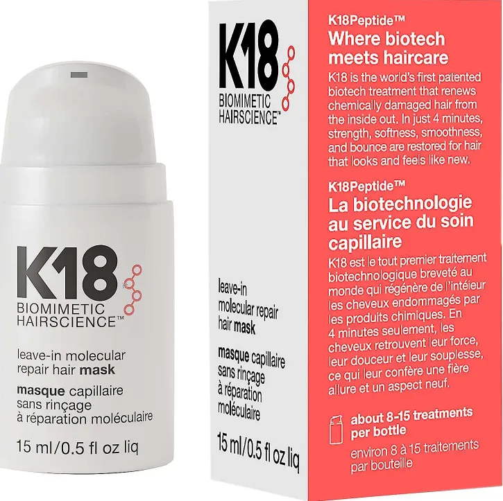 Vente chaude 50ml K18 congé dans le traitement capillaire de réparation moléculaire pour réparer les cheveux abîmés 4 minutes pour inverser les dommages causés par l'eau de Javel