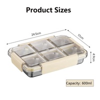 Boîte à lunch isotherme à 6 compartiments pour enfants, garderie, école, en acier inoxydable 304, boîte à bento divisée avec couvercles