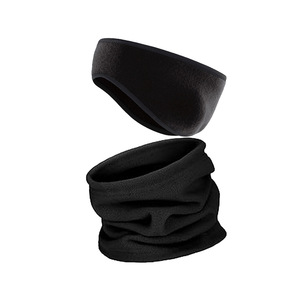 Ensemble cache-cou, cache-oreilles et masque facial coupe-vent en polaire pour le cyclisme, noir et bleu marine - Product Image 3