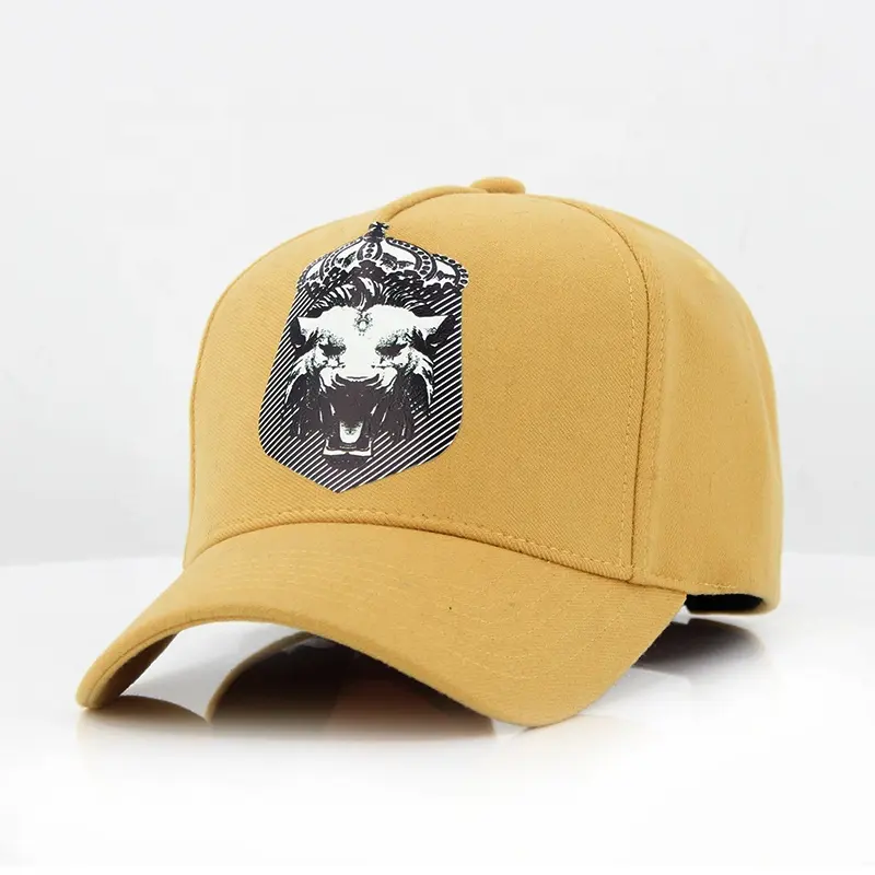 Profesional de alta calidad forma 5 panel de impresión de logotipo y de la PU de cuero Correa con hebilla de metal gorra y sombrero