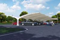 Abri de stationnement extérieur double pour 3 voitures, de haute qualité, avec structure en acier sur mesure, imperméable, durable, à membrane tendue
