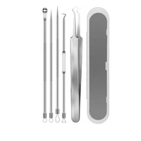 Kit de 5 outils d'extraction d'acné et de points noirs en acier inoxydable pour soins de beauté