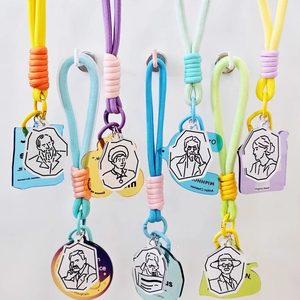 QY Custom Printed Acrylic Keychain Color Braided Hand <b>Lanyard</b> Inspirational Literary Bag Charm Wholesale Gift - Product Image 1