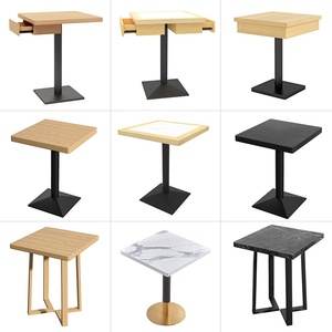 Modern Commercial Cafe <strong>Table</strong> With Marble Wood Top <strong>Black</strong> Pedestal Base Square/<strong>Round</strong> Bistro <strong>Table</strong> for Restaurant <strong>Coffee</strong> Shop Decor - Product Image 2